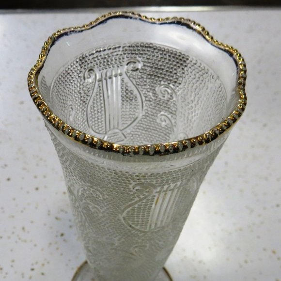Jeanette Harp & Scroll Glass Bud Vase with Gold Trim - Picture 2 of 3